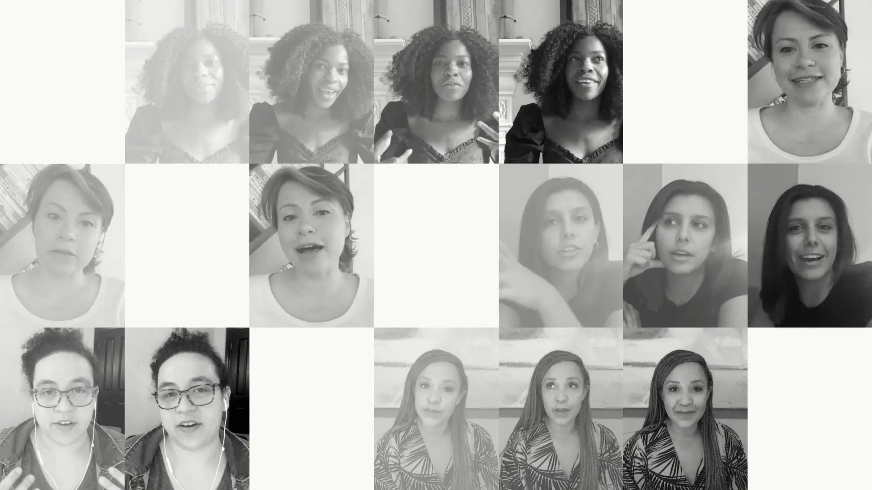 Photo sequences of women talking