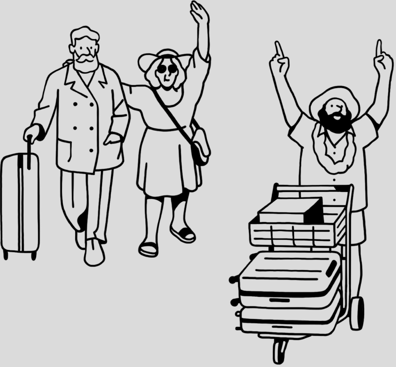 character illustration of people at the airport