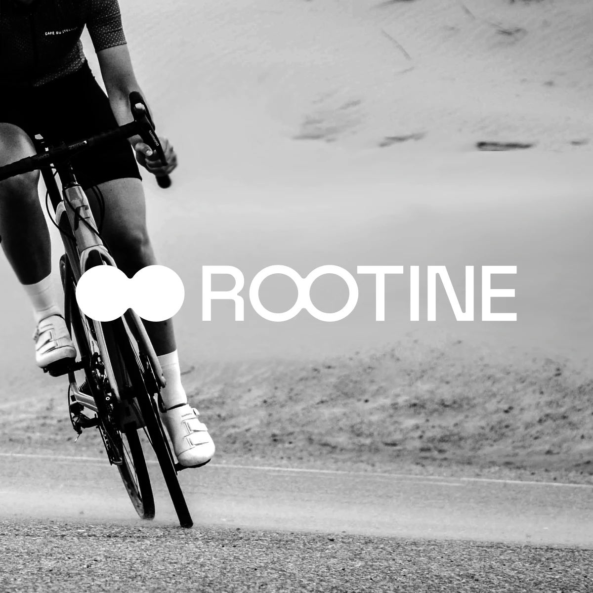 link card for the project Rootine showing a cyclist and the Rootine logo